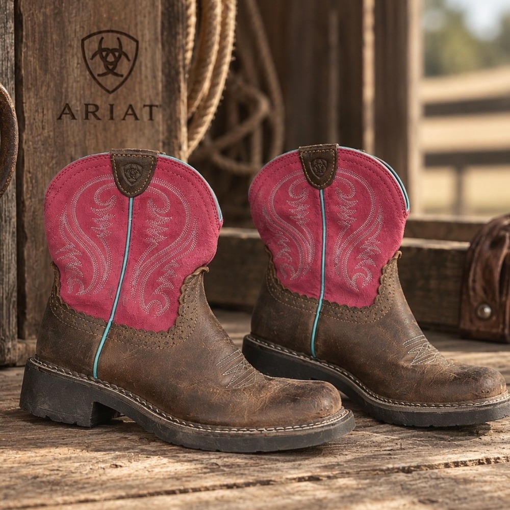 Ariat Fatbaby Heritage Western Brown Leather Round Toe Boots 7 Cowgirl Rodeo
